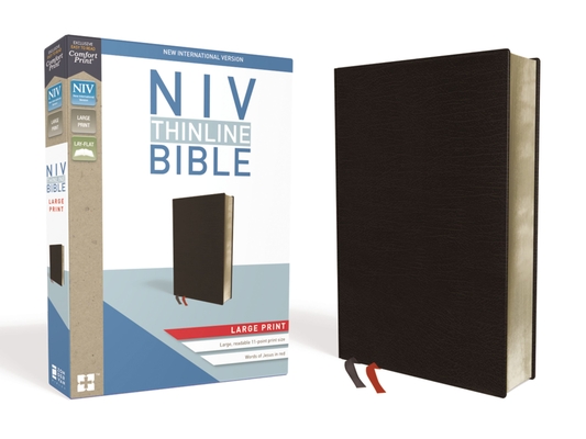 NIV, Thinline Bible, Large Print, Bonded Leather, Black, Red Letter Edition - Zondervan