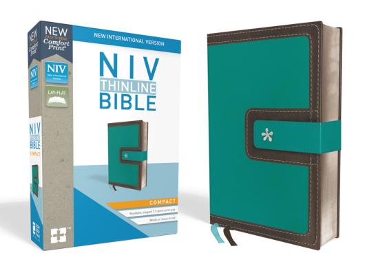 NIV, Thinline Bible, Compact, Imitation Leather, Blue/Brown, Red Letter Edition - Zondervan