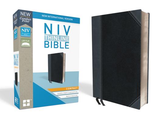 NIV, Thinline Bible, Compact, Imitation Leather, Black/Gray, Red Letter Edition - Zondervan