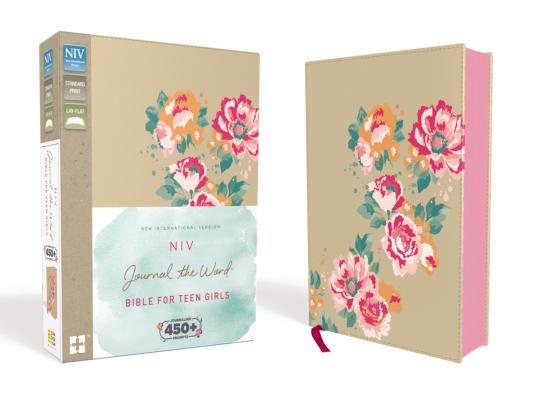 NIV, Journal the Word Bible for Teen Girls, Imitation Leather, Gold/Floral: Includes Hundreds of Journaling Prompts] - Zondervan