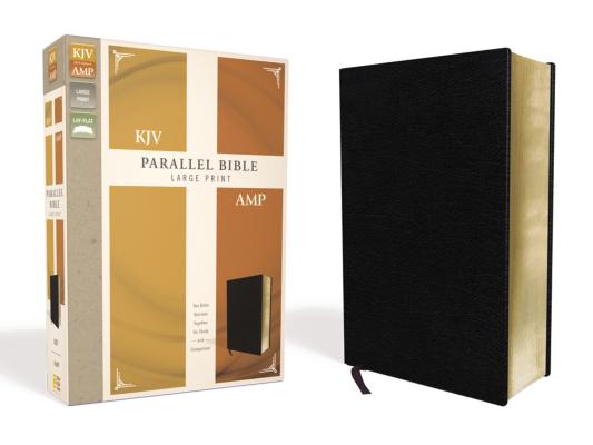 KJV, Amplified, Parallel Bible, Large Print, Bonded Leather, Black, Red Letter Edition: Two Bible Versions Together for Study and Comparison - Zondervan