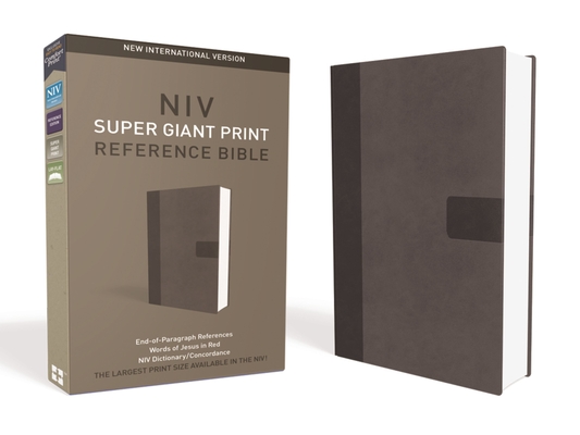 NIV, Super Giant Print Reference Bible, Giant Print, Imitation Leather, Gray, Red Letter Edition - Zondervan
