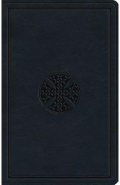 Poza produsului ESV Large Print Value Thinline Bible (Trutone, Navy, Mosaic Cross Design) - 