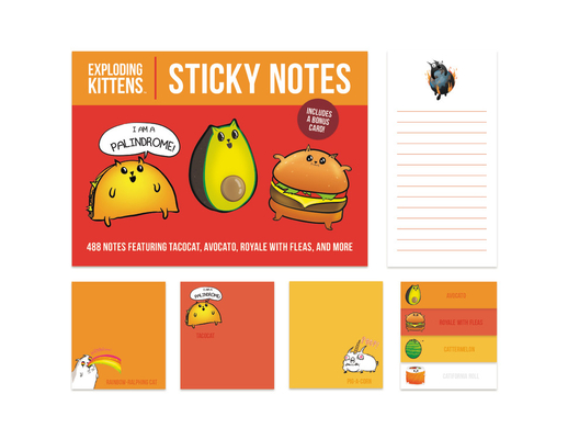Exploding Kittens Sticky Notes: 488 Notes Featuring Tacocat, Avocato, Royale with Fleas, and More - Exploding Kittens Llc