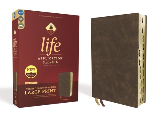 Niv, Life Application Study Bible, Third Edition, Large Print, Bonded Leather, Brown, Indexed, Red Letter Edition - Zondervan