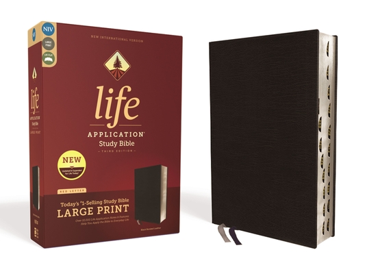 Niv, Life Application Study Bible, Third Edition, Large Print, Bonded Leather, Black, Indexed, Red Letter Edition - Zondervan