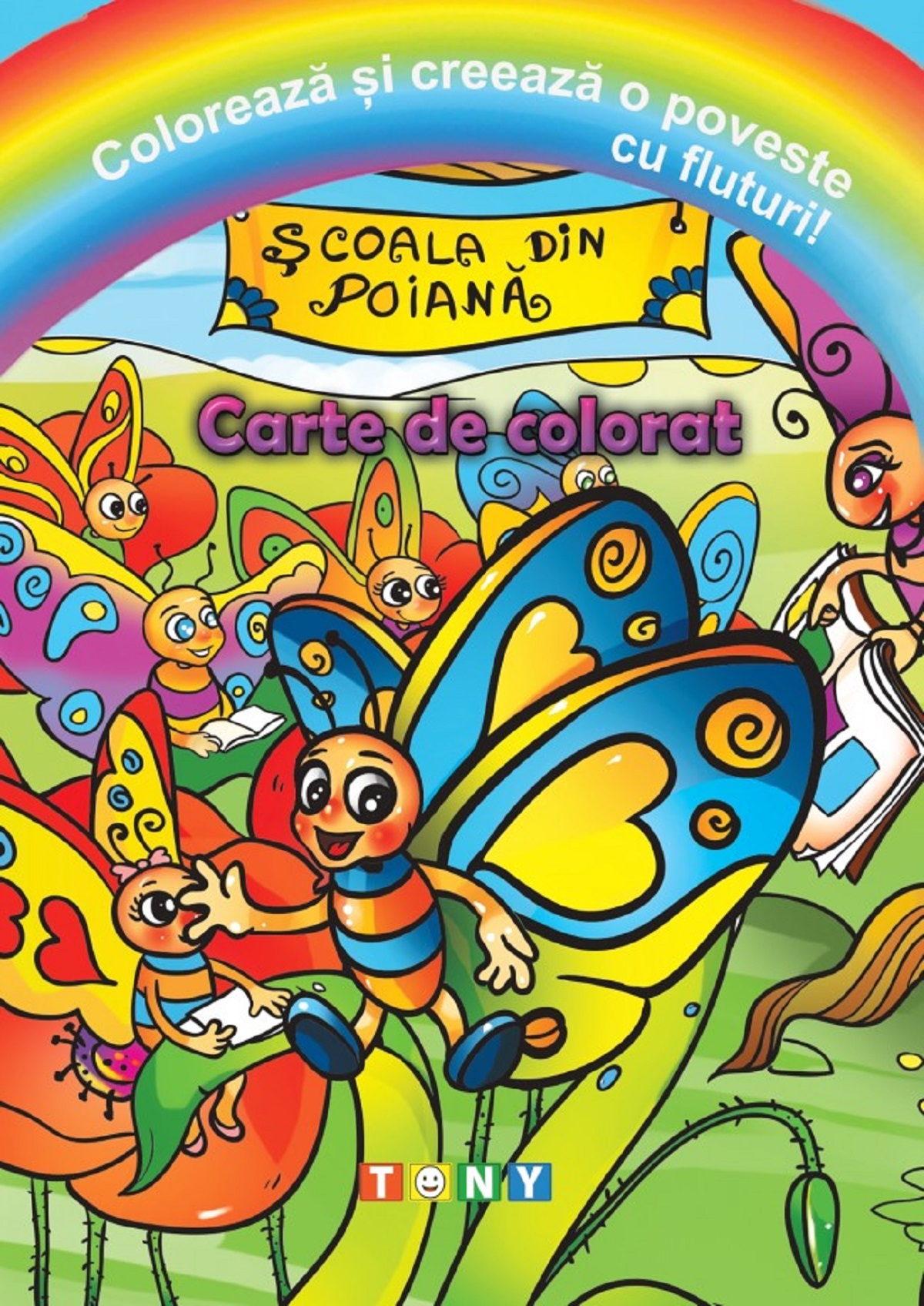 Coloreaza si creeaza o poveste cu fluturi! Carte de colorat