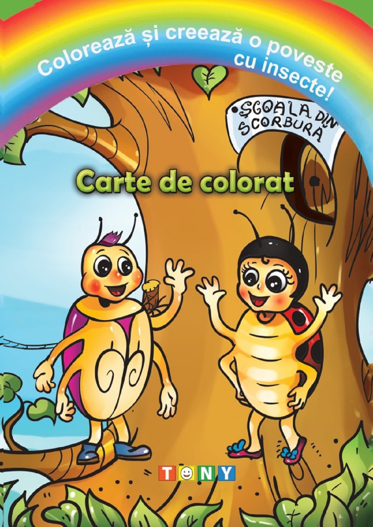 Coloreaza si creeaza o poveste cu insecte! Carte de colorat