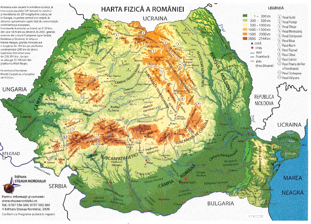 Plansa Harta Romaniei administrativa + fizica