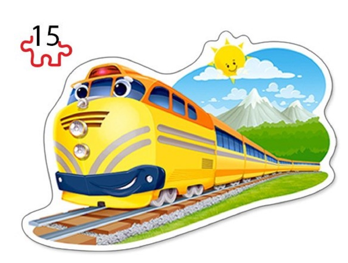 Puzzle 4 in 1. Funny trains