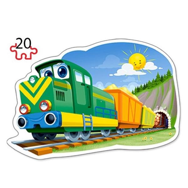 Puzzle 4 in 1. Funny trains