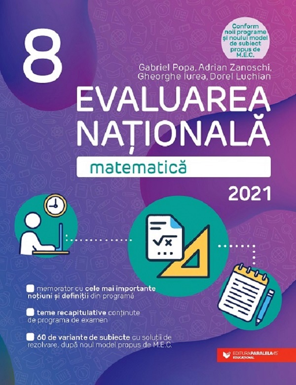 Evaluare nationala 2021. Matematica - Clasa 8 - Gabriel Popa, Adrian Zanoschi