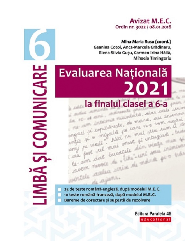 Evaluare Nationala 2021. Limba si literatura romana - Clasa 6 - Mina-Maria Rusu