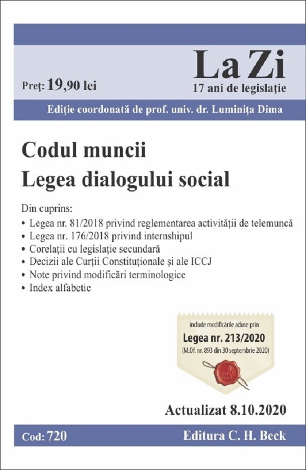 Codul muncii. Legea dialogului social Act. 8.10.2020