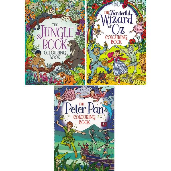 Fairy Tale Colouring Books: The Jungle Book, The Peter Pan, The Wonderful Wizard of Oz