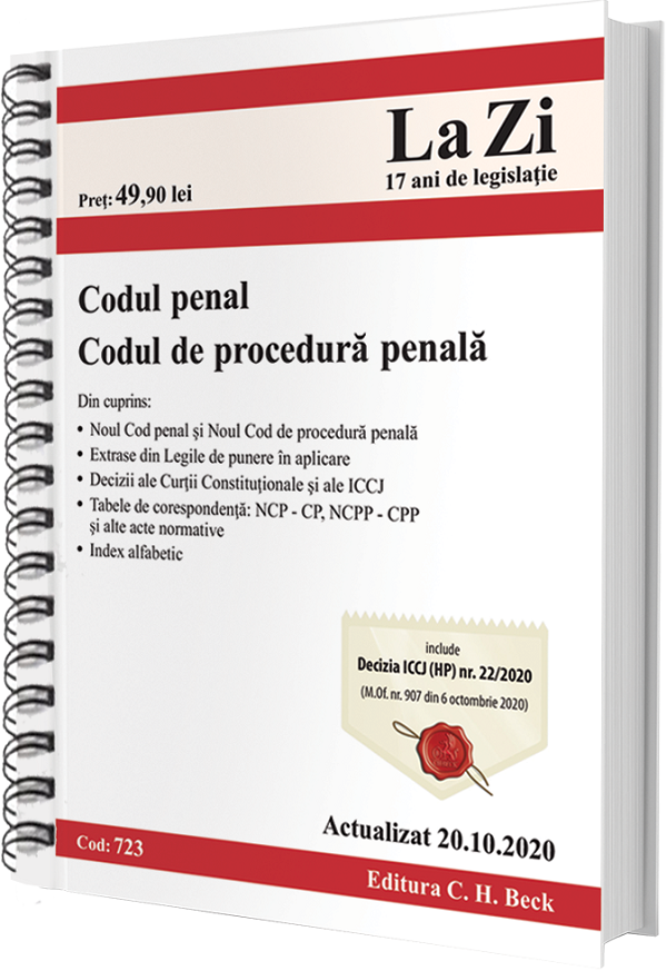 Codul penal. Codul de procedura penala Act. 20.10.2020