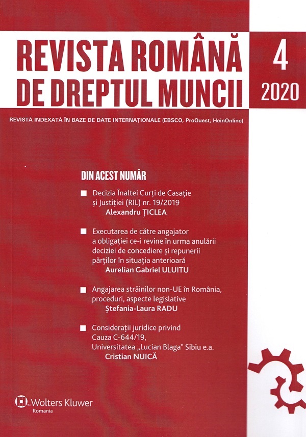 Revista Romana de Dreptul Muncii Nr.4/2020