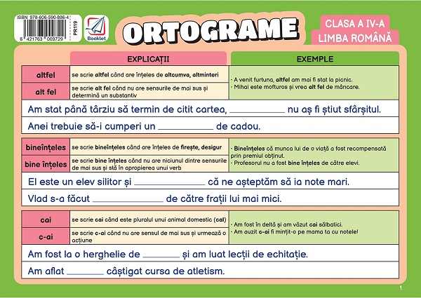Plansa ortograme - Clasa 4