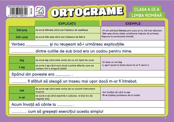 Plansa ortograme - Clasa 3