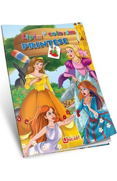 Coperta cărții 'Lipim și colorăm. Prințese'