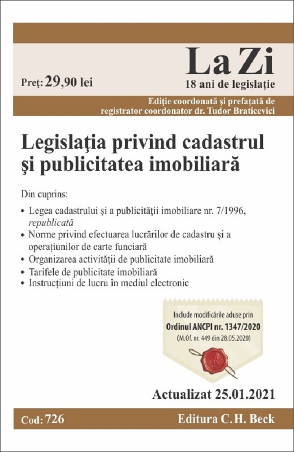 Legislatia privind cadastrul si publicitatea imobiliara Act.25.01.2021