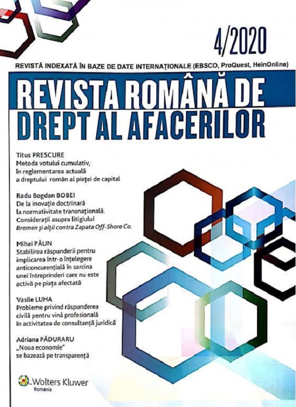 Revista Romana de Drept al Afacerilor Nr.4/2020