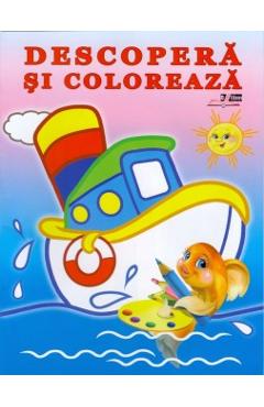 Coperta cărții 'Mijloace de transport. Descoperă și colorează'