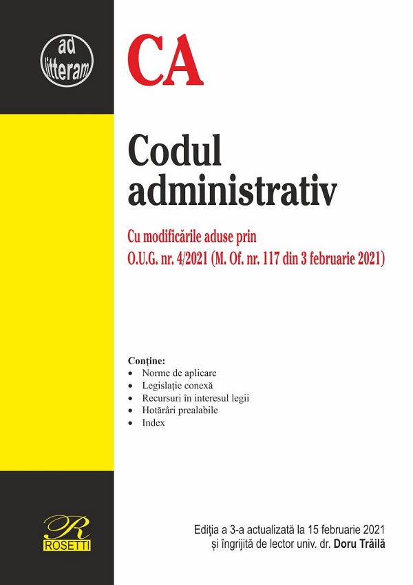 Codul administrativ Ed.3 Act. 15 februarie 2021