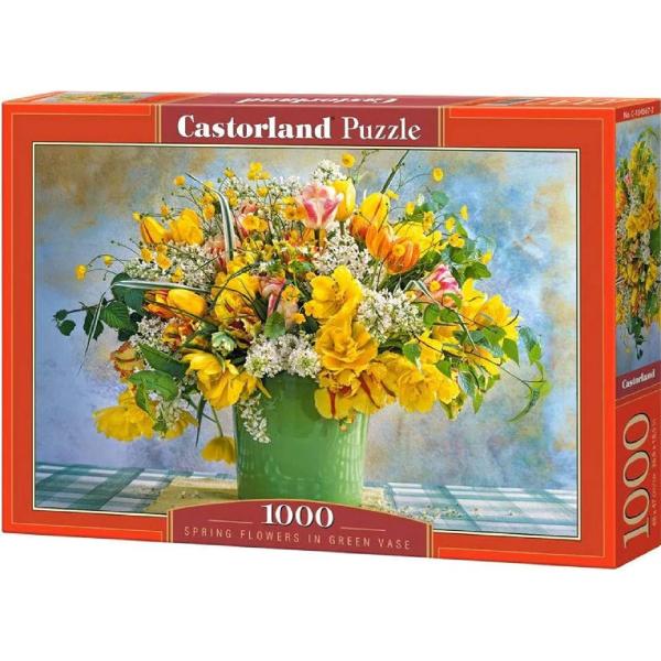Puzzle 1000. Spring Flowers in Green Vase