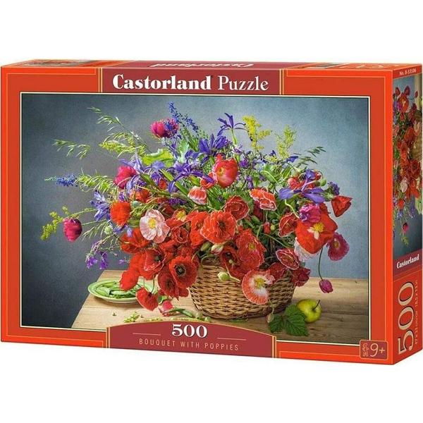 Puzzle 500. Bouquet with Puppies