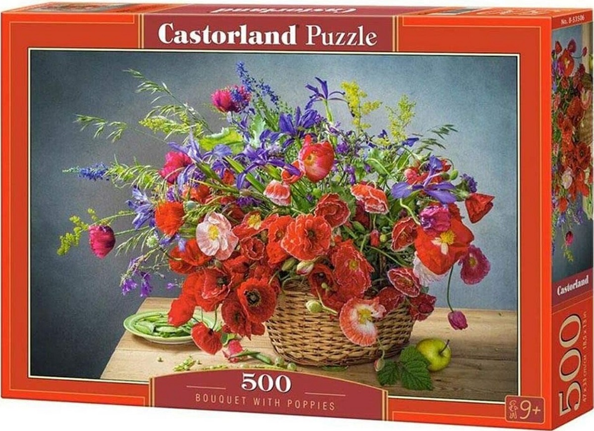Puzzle 500. Bouquet with Puppies
