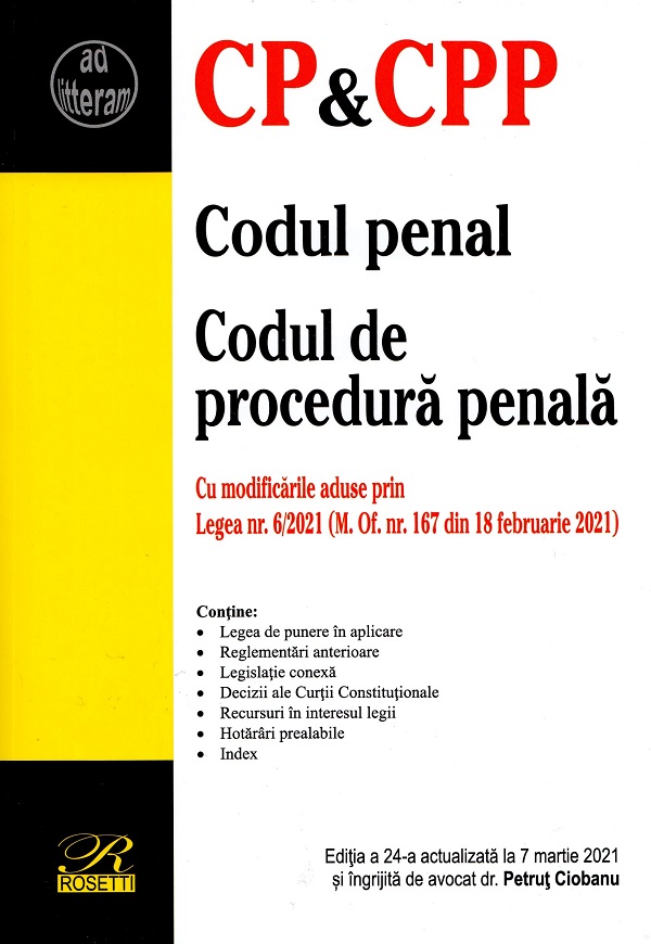 Codul penal. Codul de procedura penala Act. 7 martie 2021
