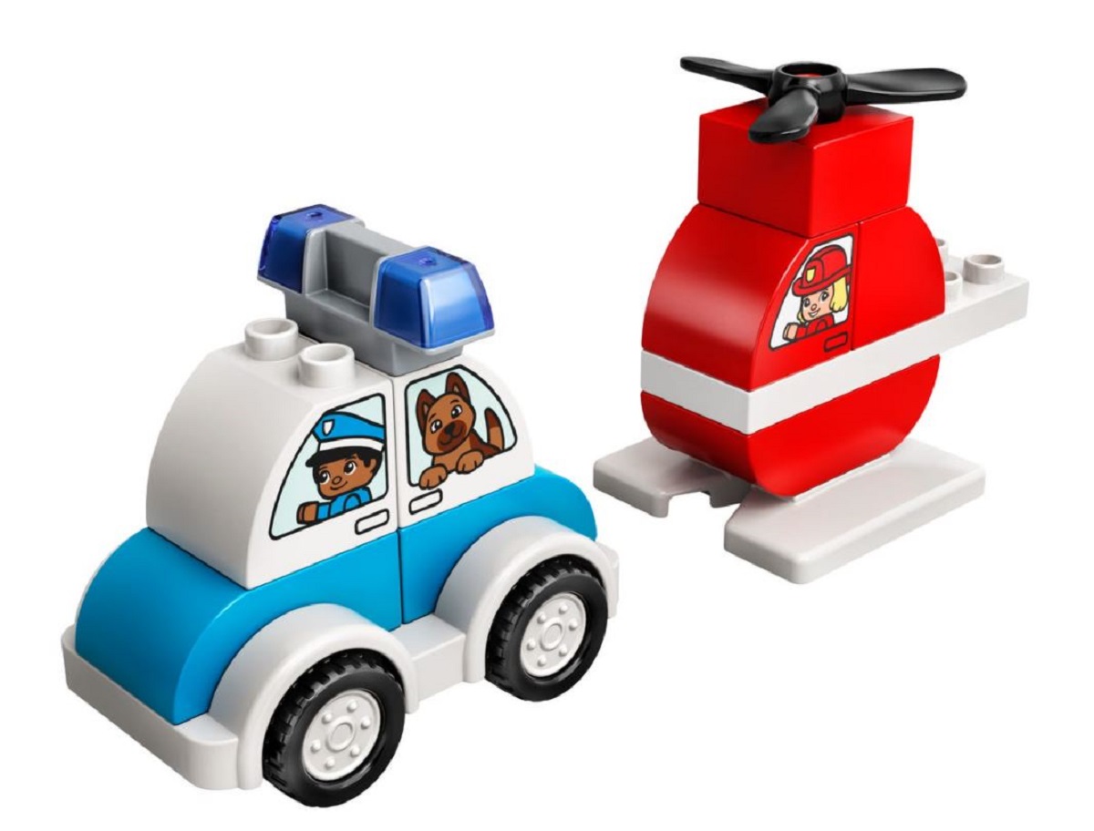 Lego Duplo. Elicopter de pompieri si masina de politie