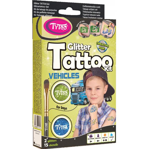 Glitter Tattoo Kit: Vehicles. Tatuaje cu sclipici: vehicule