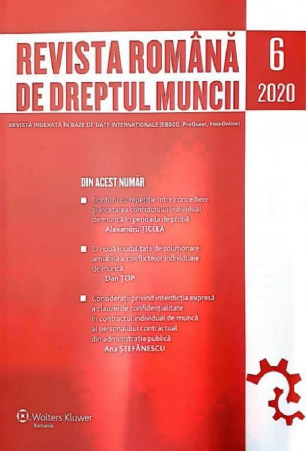 Revista Romana de Dreptul Muncii Nr.6/2020
