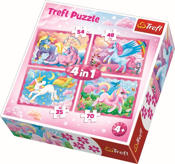 Puzzle 4 in 1. Lumea minunata a unicornilor