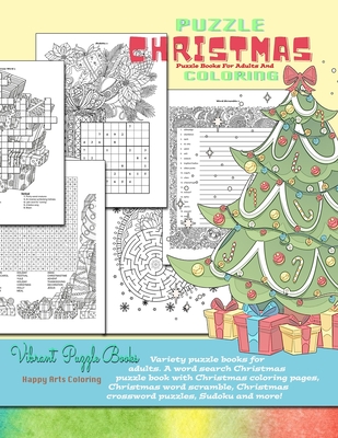 CHRISTMAS puzzle books for adults and coloring. Variety puzzle books for adults. A word search Christmas puzzle book with Christmas coloring pages, Ch - Vibrant Puzzle Books