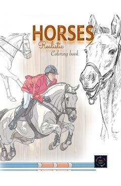 Realistic horses coloring book: adult coloring books animals - Happy Arts Coloring