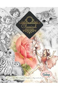 Poza produsului Title: GREYSCALE Vintage coloring books ... Fairies, flowers, animals, plants and more - Living Art Vintage