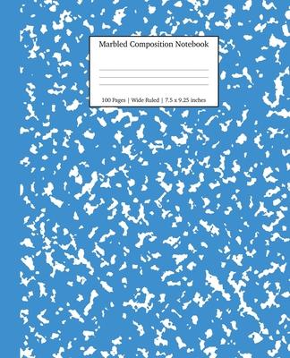 Marbled Composition Notebook: Blue Marble Wide Ruled Paper Subject Book - Young Dreamers Press