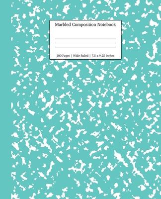 Marbled Composition Notebook: Turquoise Marble Wide Ruled Paper Subject Book - Young Dreamers Press