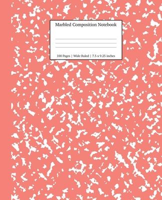 Marbled Composition Notebook: Coral Pink Marble Wide Ruled Paper Subject Book - Young Dreamers Press
