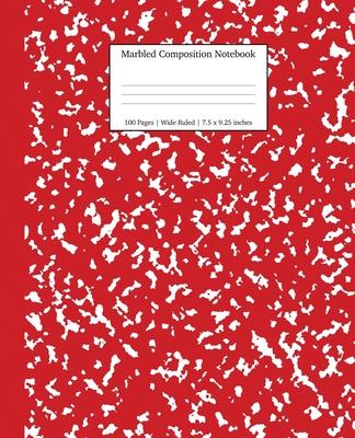 Marbled Composition Notebook: Red Marble Wide Ruled Paper Subject Book - Young Dreamers Press