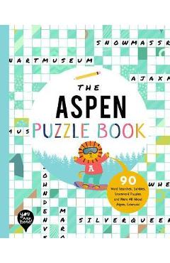 Coperta cărții 'The Aspen Puzzle Book: 90 Word Searches, Jumbles, Crossword Puzzles, and More All about Aspen, Colorado! - Bushel &'