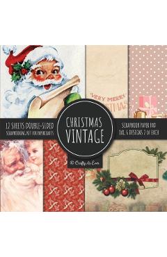Vintage Christmas Scrapbook Paper Pad 8x8 Scrapbooking Kit for Papercrafts, Cardmaking, DIY Crafts, Holiday Theme, Retro Design - Crafty As Ever