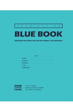 Examination Blue Book, Wide Ruled, 12 Sheets (24 Pages), Blank Lined, Write-in Booklet (Royal Blue) - Inc