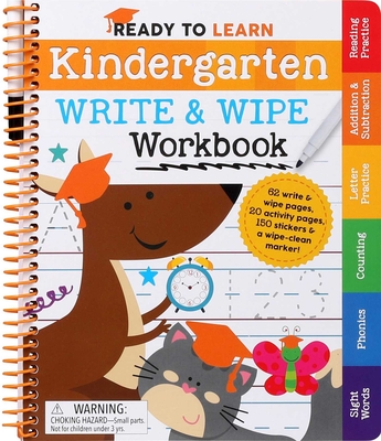 Ready to Learn: Kindergarten Write and Wipe Workbook: Addition, Subtraction, Sight Words, Letter Sounds, and Letter Tracing - Editors Of Silver Dolphin Books