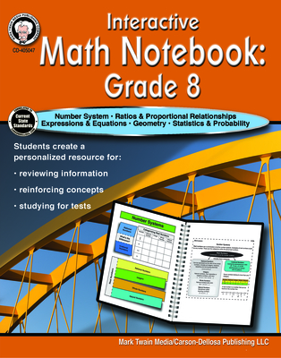 Coperta cărții 'Interactive Math Notebook Resource Book, Grade 8 - Schyrlet Cameron'
