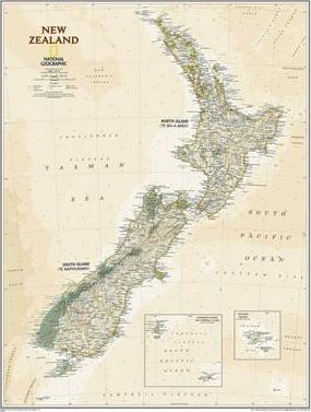 National Geographic: New Zealand Executive Wall Map (23.5 X 30.25 Inches) - National Geographic Maps