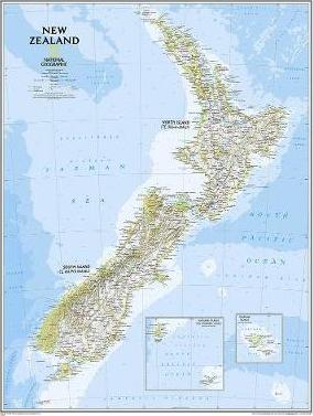 National Geographic: New Zealand Classic Wall Map (23.5 X 30.25 Inches) - National Geographic Maps